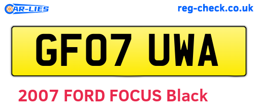 GF07UWA are the vehicle registration plates.