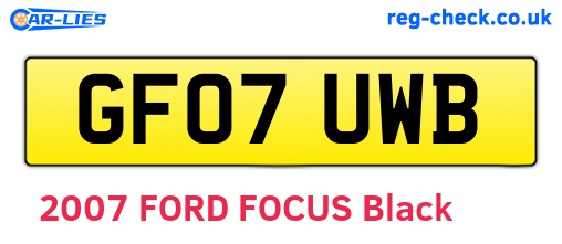 GF07UWB are the vehicle registration plates.