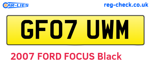 GF07UWM are the vehicle registration plates.