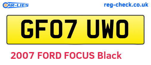 GF07UWO are the vehicle registration plates.