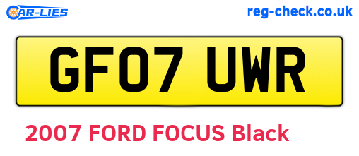 GF07UWR are the vehicle registration plates.