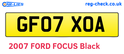 GF07XOA are the vehicle registration plates.