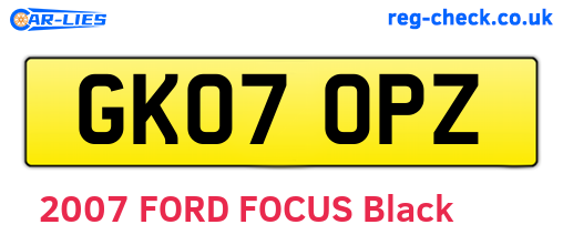 GK07OPZ are the vehicle registration plates.