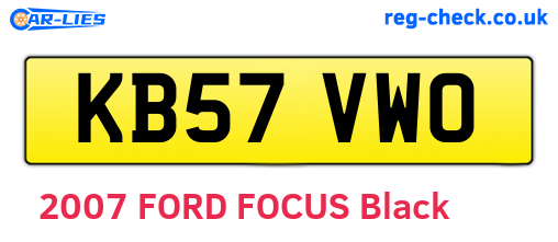 KB57VWO are the vehicle registration plates.