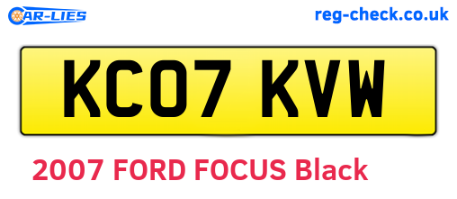 KC07KVW are the vehicle registration plates.