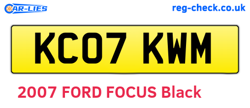 KC07KWM are the vehicle registration plates.