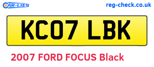 KC07LBK are the vehicle registration plates.