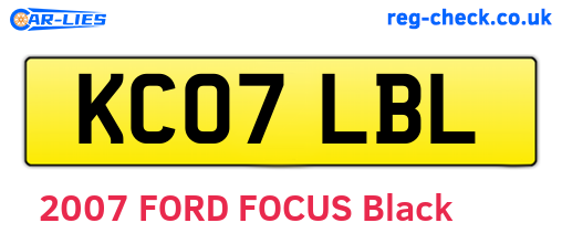 KC07LBL are the vehicle registration plates.