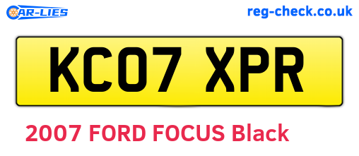 KC07XPR are the vehicle registration plates.