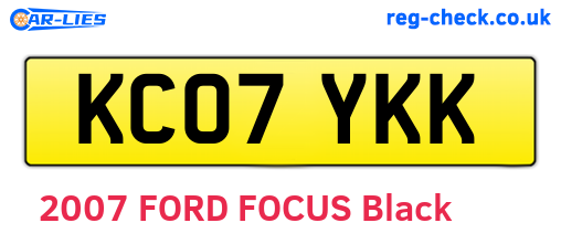KC07YKK are the vehicle registration plates.