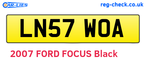LN57WOA are the vehicle registration plates.