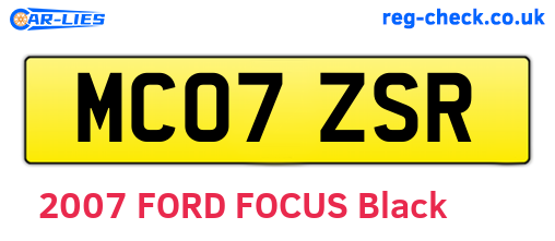 MC07ZSR are the vehicle registration plates.