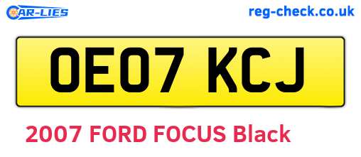 OE07KCJ are the vehicle registration plates.