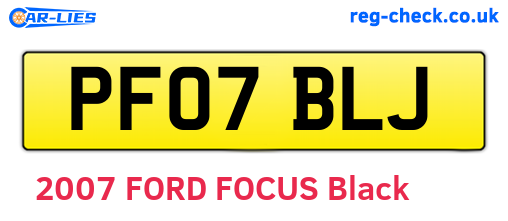 PF07BLJ are the vehicle registration plates.