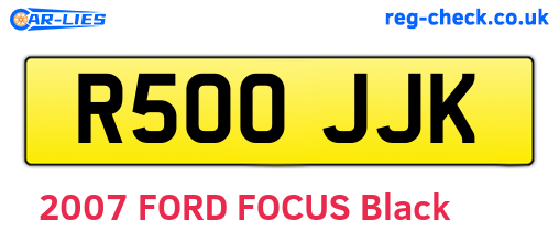 R500JJK are the vehicle registration plates.