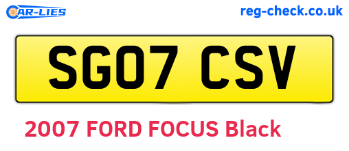 SG07CSV are the vehicle registration plates.