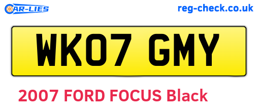 WK07GMY are the vehicle registration plates.