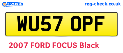 WU57OPF are the vehicle registration plates.