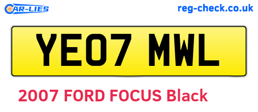 YE07MWL are the vehicle registration plates.