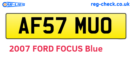 AF57MUO are the vehicle registration plates.