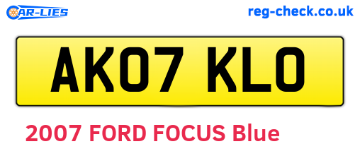 AK07KLO are the vehicle registration plates.