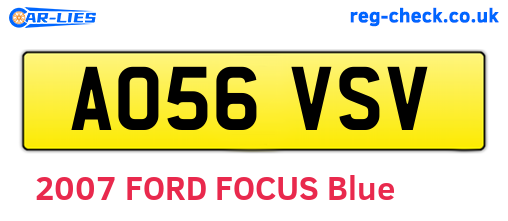 AO56VSV are the vehicle registration plates.