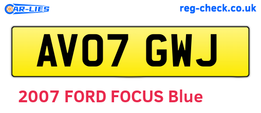 AV07GWJ are the vehicle registration plates.