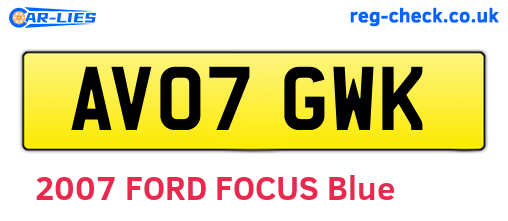 AV07GWK are the vehicle registration plates.