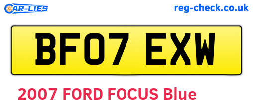 BF07EXW are the vehicle registration plates.