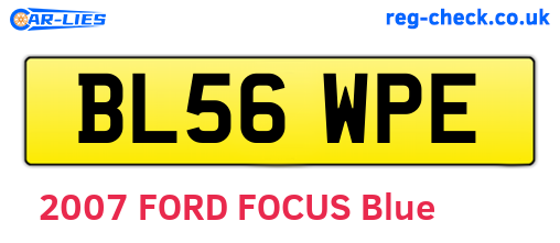 BL56WPE are the vehicle registration plates.
