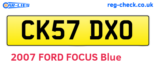 CK57DXO are the vehicle registration plates.