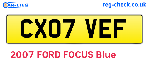 CX07VEF are the vehicle registration plates.