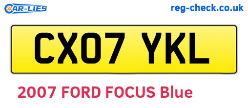 CX07YKL are the vehicle registration plates.