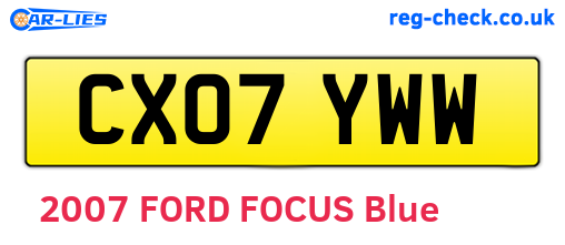 CX07YWW are the vehicle registration plates.