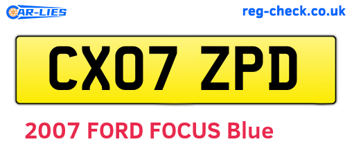 CX07ZPD are the vehicle registration plates.