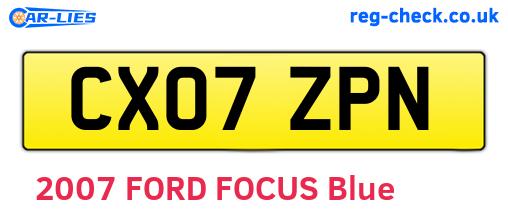 CX07ZPN are the vehicle registration plates.