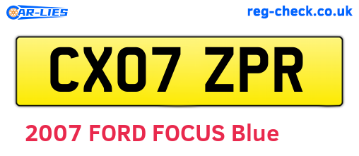 CX07ZPR are the vehicle registration plates.