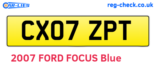 CX07ZPT are the vehicle registration plates.