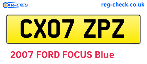 CX07ZPZ are the vehicle registration plates.