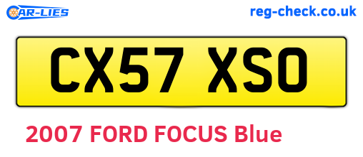 CX57XSO are the vehicle registration plates.