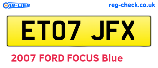 ET07JFX are the vehicle registration plates.