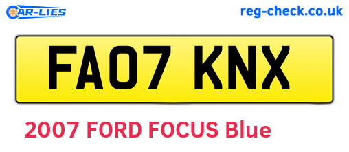 FA07KNX are the vehicle registration plates.