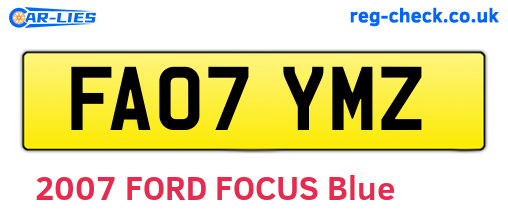 FA07YMZ are the vehicle registration plates.