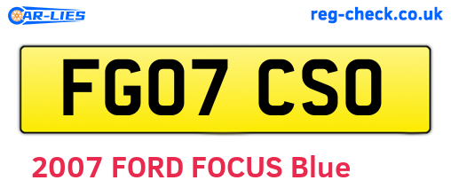 FG07CSO are the vehicle registration plates.