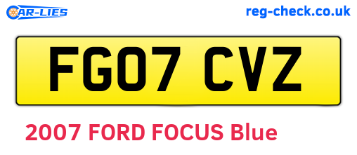 FG07CVZ are the vehicle registration plates.