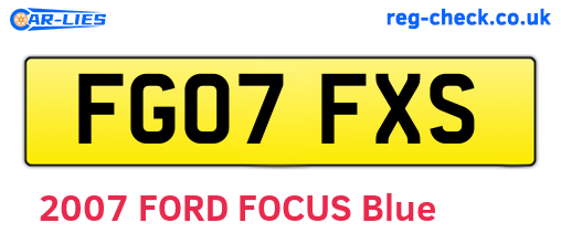 FG07FXS are the vehicle registration plates.