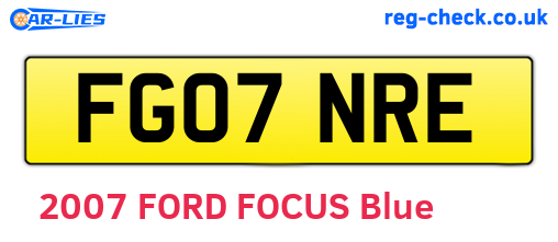 FG07NRE are the vehicle registration plates.