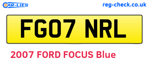 FG07NRL are the vehicle registration plates.