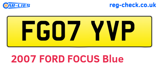 FG07YVP are the vehicle registration plates.