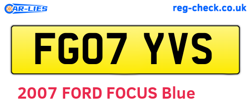 FG07YVS are the vehicle registration plates.